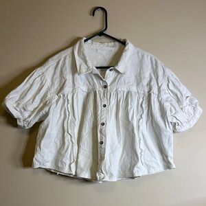 Ces Femme White Button-Down Shirt